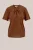 WE Fashion – Dames jersey T-shirt met plooidetail en glittergaren – Regular fit – Bruin – Viscose –