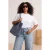 Trendyol Curve Dames Ecru Effen Driekwart mouw Getailleerd Grote maten T-shirts