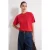 TRENDYOLMİLLA Dames Rood Effen Kort Oversized T-shirts