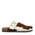 Manfield leren clogs met ponyhair en koeienprint bruin/wit