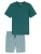 SCHIESSER Pyjama kort ‘Casual Nightwear’  lichtblauw / donkergroen