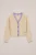 WE Fashion – Meisjes gebreide cardigan met colourblock – Regular fit – Beige – Katoen –