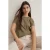 TRENDYOLMİLLA Dames Kaki Effen Kort Regular fit T-shirts