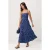 TRENDYOLMİLLA Dames Donkerblauw Bloemen Midi Mouwloos Casual Skater Jurken
