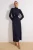Marineblauwe platte maxi-jurk voor dames, geschikt voor casual dagelijks gebruik of als bodycon-jurk met hijab.
