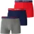 O’Neill Heren boxershorts trunks effen 3-pack grijs/blauw/rood