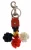 Zilverwille bruin raffia leren sluiting zoekketting sleutelhanger
