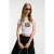 Bedrukt cropped T-shirt met ronde hals
