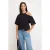 TRENDYOLMİLLA Dames Zwart Effen Kort Oversized T-shirts