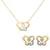 Orphelia ‘Joya’ Dames 925 Sterling Zilver Set: Ketting-Hanger + Oorbellen – Zilver/Goud SET-7088/1