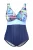 Ulla Popken Badpak  indigo / azuur / donkerblauw / roestbruin / koraal