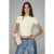 Slim fit cropped T-shirt met ronde hals