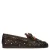 Manfield – Dames – Donkerbruine leren loafers met gouden studs –