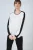 Contrasterende Ecru Top met Lange Mouwen en Kantdetail, met Knoopsluiting in de Nek, door Conquista Fashion