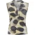 Mouwloze top met V-hals en gedrapeerde details, voorzien van een moderne abstracte stippenprint.