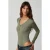Geribde blouse met V-hals en knopen