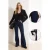 TRENDYOLMİLLA Dames Donkerblauw Effen Flared Hoge taille Jeans