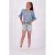 Vingino T-shirt met all over print en ruches lichtblauw/roze