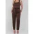 Accentil satijnen regular high waist pantalon donkerbruin