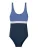 SCHIESSER Badpak ‘ Ocean Swim ‘  blauw / donkerblauw / wit