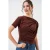 Fitted Blouse met Rimpeldetail en Ronde Hals