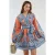 V-hals Paisley A-lijn Mini Jurk met Knopen