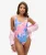 Badpak met Print en Lage Halslijn Roze