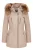 Beige slim fit leren parka met capuchon voor dames – Northam