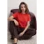 TRENDYOLMİLLA Dames Rood Effen Lang Regular fit T-shirts