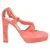 Jil Sander Cross Strap Chunky Heel Platform Pumps in Koraal Suède