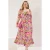 Trendyol Curve Dames Meerkleurig Bloemen Maxi Driekwart mouw Casual A-lijn Grote maten Jurk