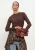 Alix The Label Ladies Knitted Rib Longsleeve T-shirt Dames – Topjes – Bruin –
