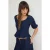TRENDYOLMİLLA Dames Donkerblauw Effen Kort Peplum Blouses