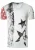 USA T-shirt met sterren en strepen en V-hals in gebruikte look