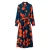 POM Amsterdam gebloemde maxi jurk met ceintuur – donkerblauw/rood