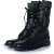 Chanel Zwarte leren cc tweed sok combat boots