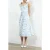 French Connection Serenity Dale Crepe Midi Dress Cream/blue