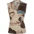 Mouwloze top met V-hals en abstracte bloemenprint in aardse tinten.