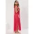 Roze, rechte, mouwloze maxi-jurk voor dames, aansluitend model voor op het strand.