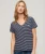 Ruimvallend Geborduurd T-shirt met V-hals Blauw
