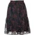 Zwarte kanten rok met donkerrode stiksels – Viscose-wolmix, onder de knie, elastische taille