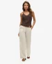 Linnen Broek met Lage Taille Beige