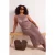 Trendyol Curve Dames Beige Bloemen Midi Mouwloos Bodycon Grote maten Jurk