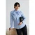 Trendyol Modest Dames Blauw Gestreept Lang Regular fit Modest Overhemden