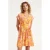 Smashed Lemon Korte jurk met ceintuur en oranje-roze paisley print |