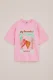 WE Fashion – Meisjes oversized T-shirt met print – Oversized – Felroze – Katoen –