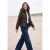 Gewatteerd jack met capuchon en twill-details