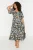 Trendyol Curve Dames Donkerblauw Bloemen Maxi Driekwart mouw Casual A-lijn Grote maten Jurk