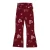 QPI flared broek met hartjes – donkerrood