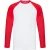 Fruit of the Loom Heren Contrast Honkbal T-shirt met lange mouwen (Wit/rood)